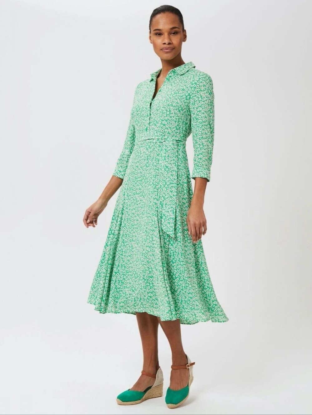 HOBBS London Frederica Green Daisy Midi Dress